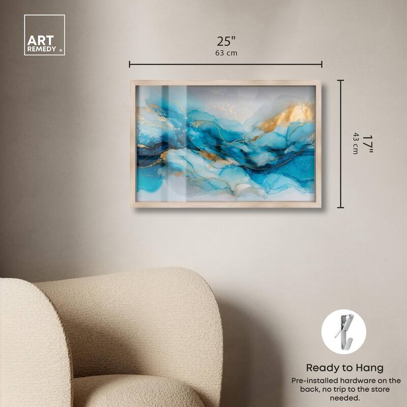 Ethereal Blue and Gold Shadowbox by Art Remedy