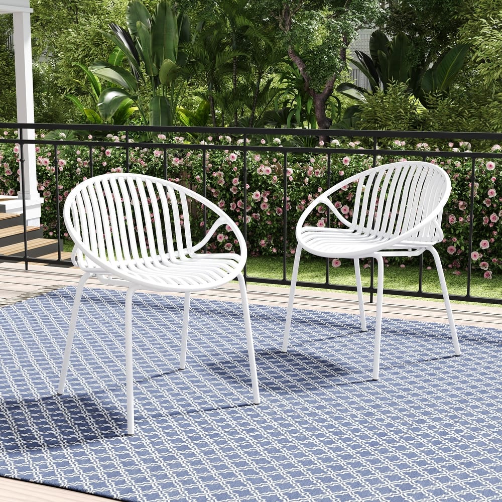 Christopher Knight Home - Emma Patio Outdoor Contemporary Plastic Stackable Dining Chairs