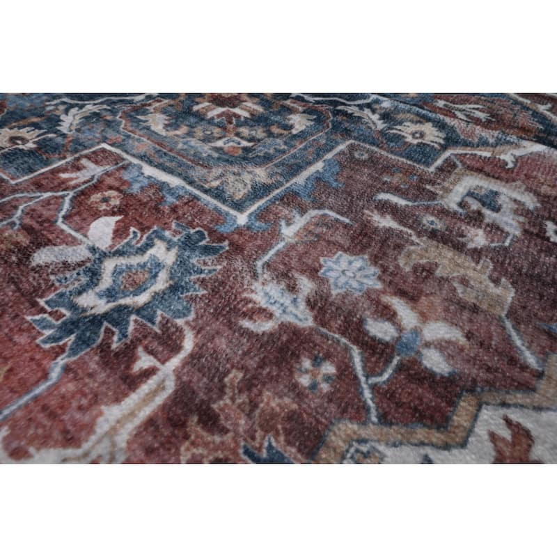 Bibb Home Washable Flannel Printed Area Rug with Latex Back
