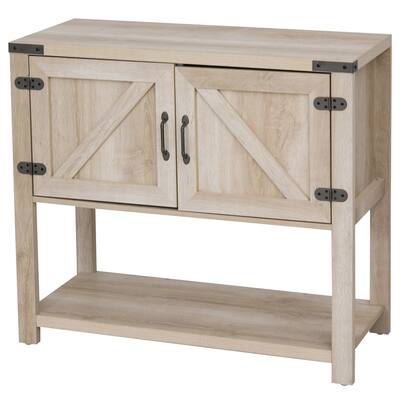 HOMCOM 2-Door Free Standing Storage Cabinet with Bottom Shelf, Kitchen Cupboard, Entryway Storage Cabinet