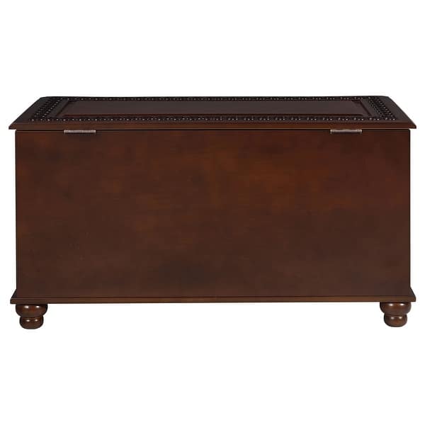 Traditional Cedar Chest with Carving and Bun Feet, Brown