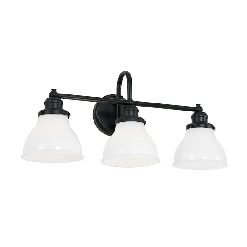 Baxter 24-inch 3-light Bath/ Vanity Light w/ Milk Glass - Matte Black