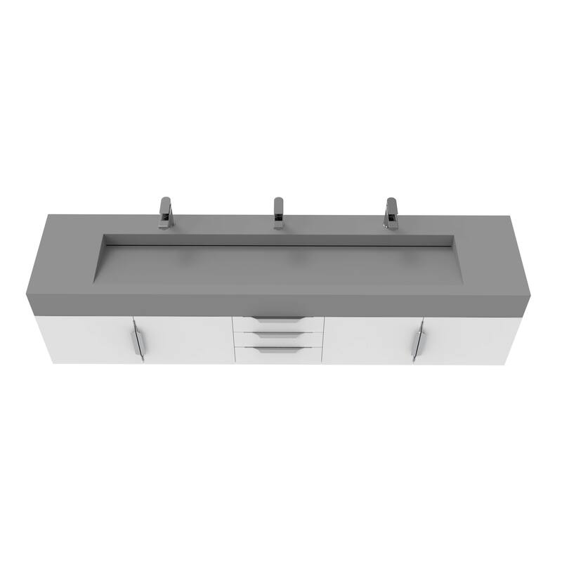 Nile 84" Wall Mounted Bathroom Vanity Set gr/ Gray Top