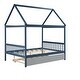 preview thumbnail 12 of 25, Full Size Wood House Bed with Trundle and Roof