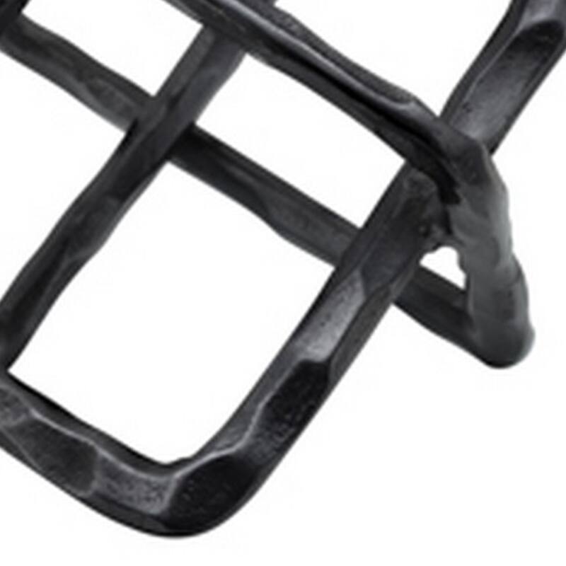 10 Inch Metal Accent Decor with Square Interlinks, Gray