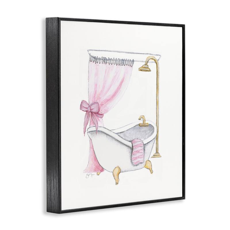 Stupell Simple Glam Bathroom Tub Framed Giclee Art Design By Janet Tava