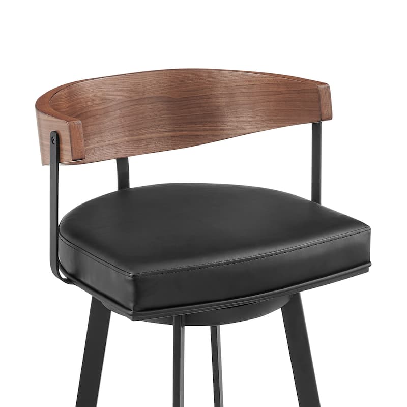 Lacey Mid-Century Swivel Bar Stool, Upholstered Counter Height Chair with Iron Frame