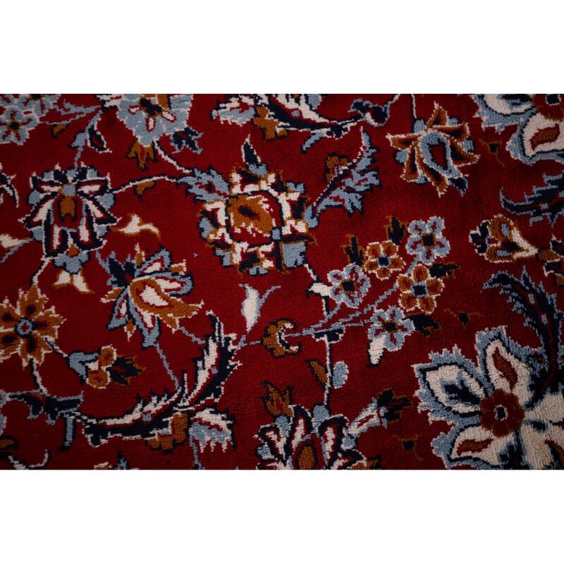 Floral Kashan Turkish Rug Machine-Made Bedroom Red Carpet - 9'8" x 12'9"