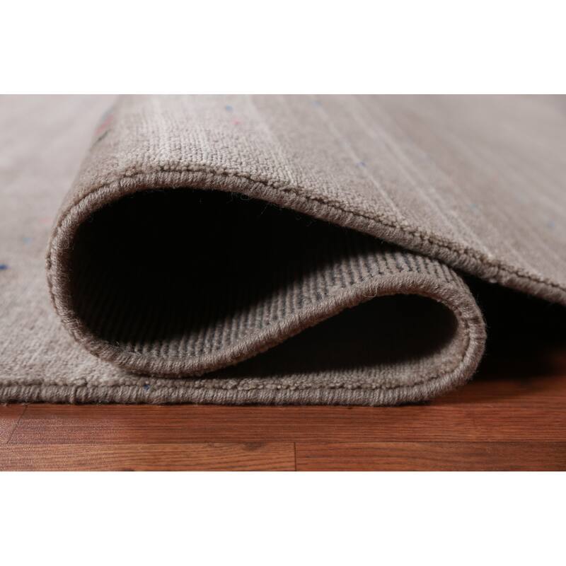 Light Brown Tribal Gabbeh Indian Area Rug Handmade Wool Carpet - 7'11" x 11'7"