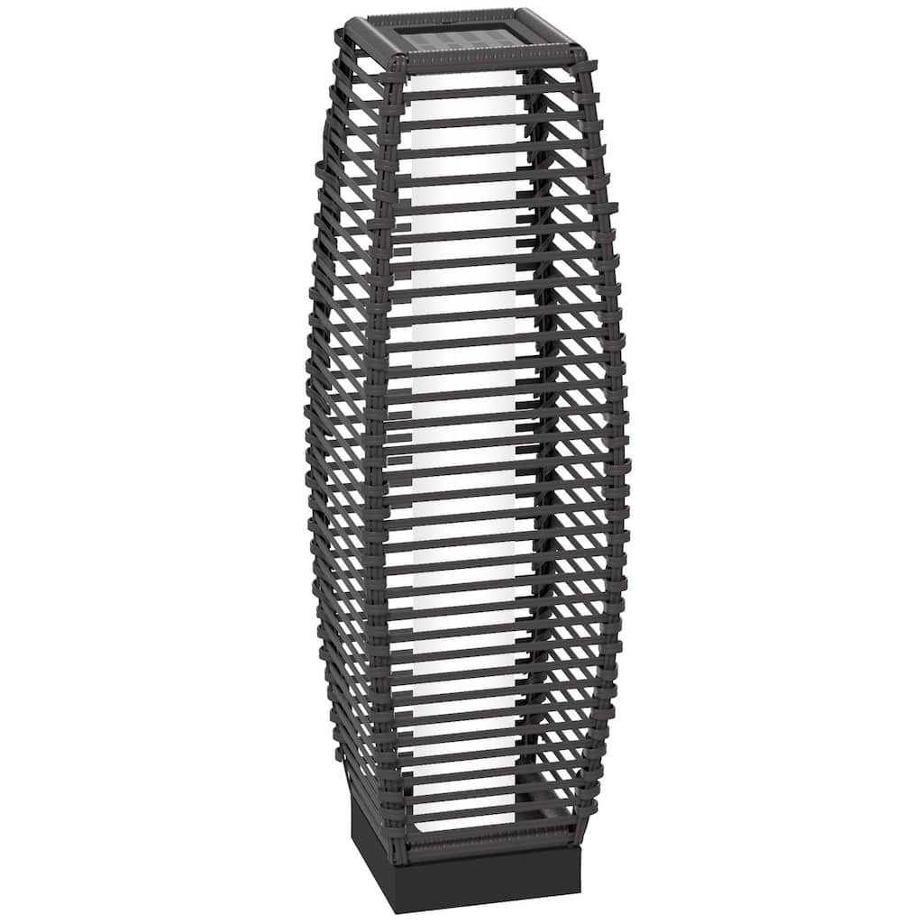 Solar Floor Lamp, Outdoor Rattan Garden Lantern Pathway Light & Decorative Driveway Lighting with Auto On/Off LED Lights - Gray