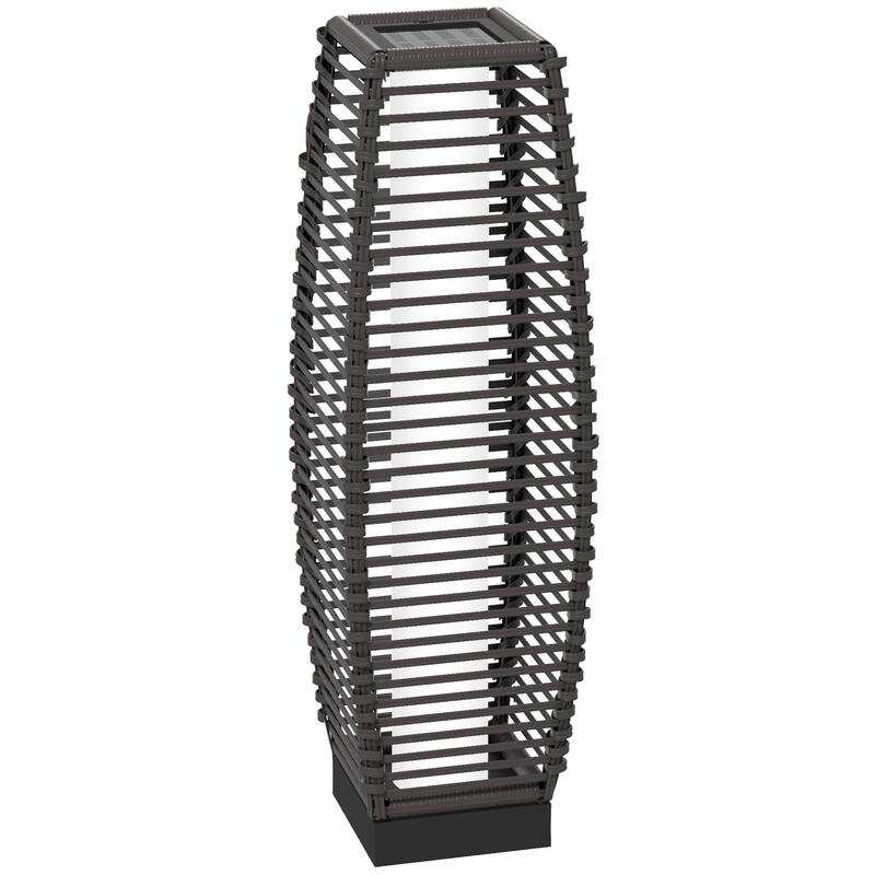 Outdoor Rattan Garden Lantern Pathway Light Decorative Driveway Lighting - GREY