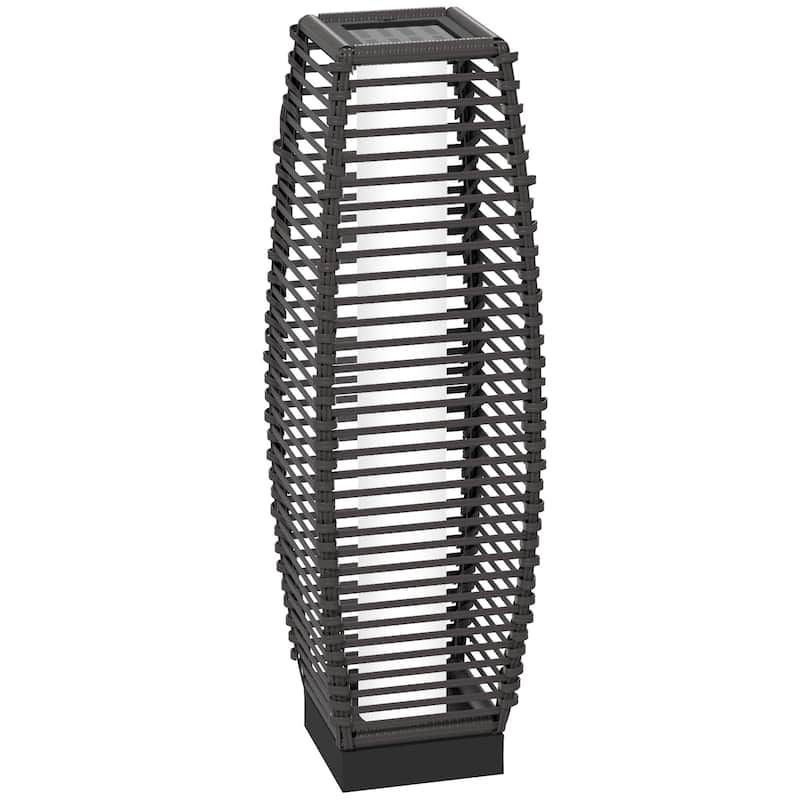 Outsunny Solar Floor Lamp, Outdoor Rattan Garden Lantern Pathway Light & Decorative Driveway Lighting