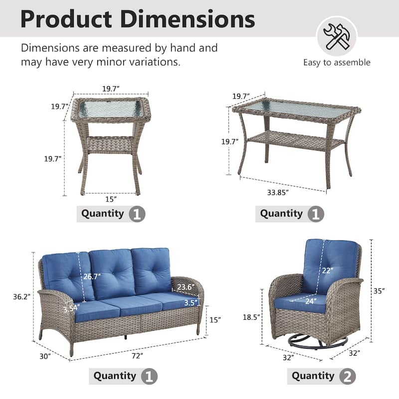 Gymojoy Outdoor Wicker Patio Furniture Sofa Chair Set Weather-Resistant