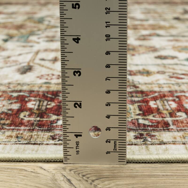 Vista Home Sunderland Vintage Bordered Machine Washable Area Rug Mat