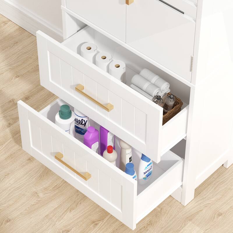 Versatile Bathroom Storage Cabinet with Multiple Compartments and Advanced Features