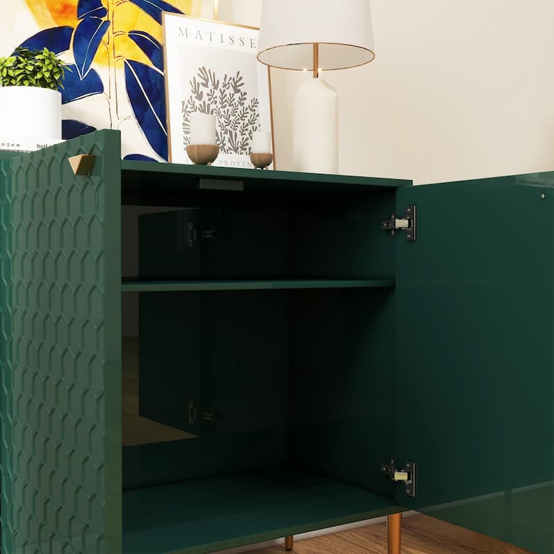 Hexagonal Pattern 2-door Storage Cabinet Buffet Cabinet Sideboard