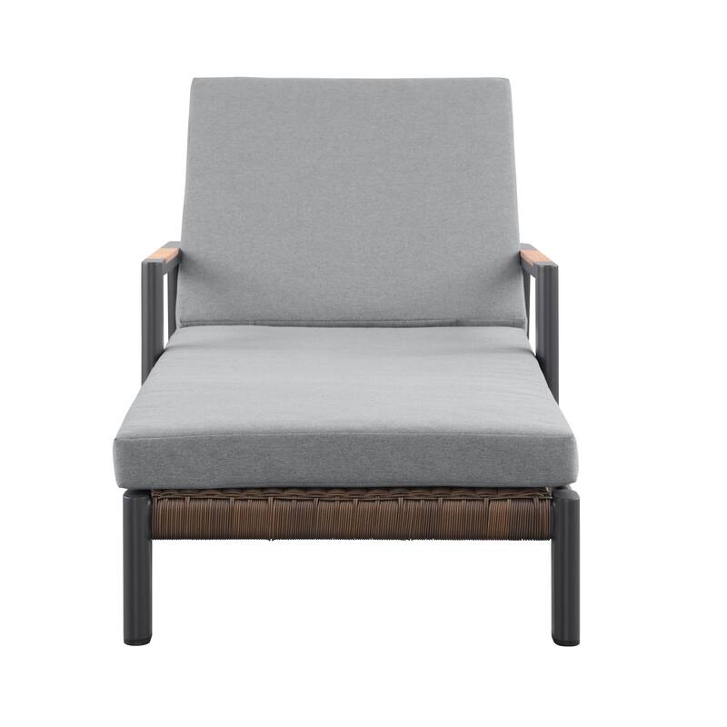 Arlo Teak & Wicker Aluminum Dual-Use Outdoor Chaise Lounge (Set of 2)