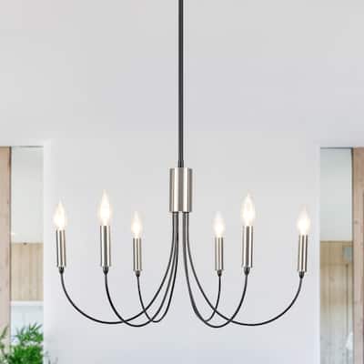 6-Light Modern Candlestick Hanging Linear Chandelier Lighting Island Chandelier for Kitchen Island