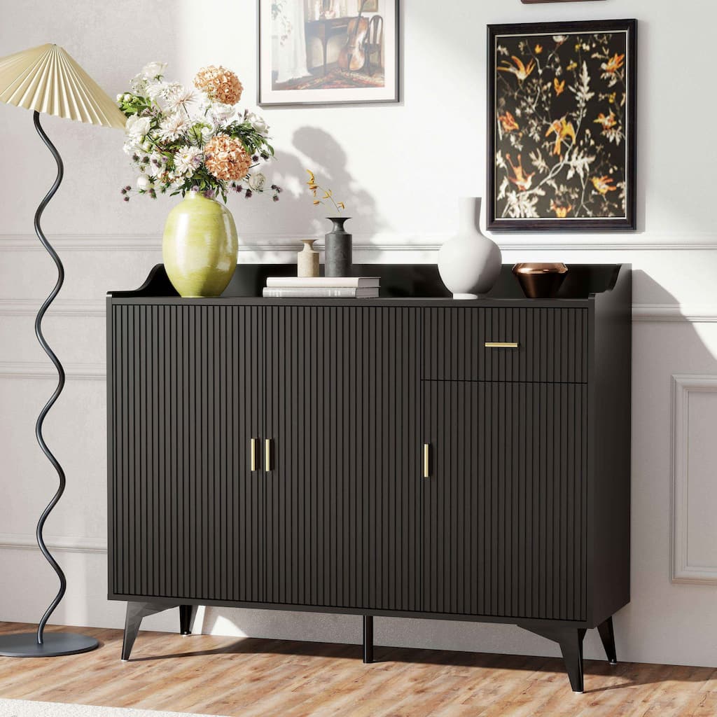 Wooden Accent Cabinet, Sideboard Credenza or TV Stand with Cabinet Doors and Adjustable Shelves