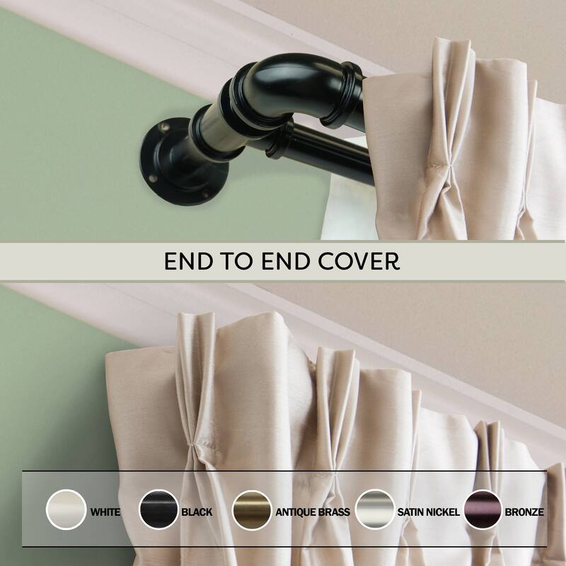 InStyleDesign Industrial Steel Pipe 1-inch Double Adjustable Curtain Rod - 84-120 inches - Black