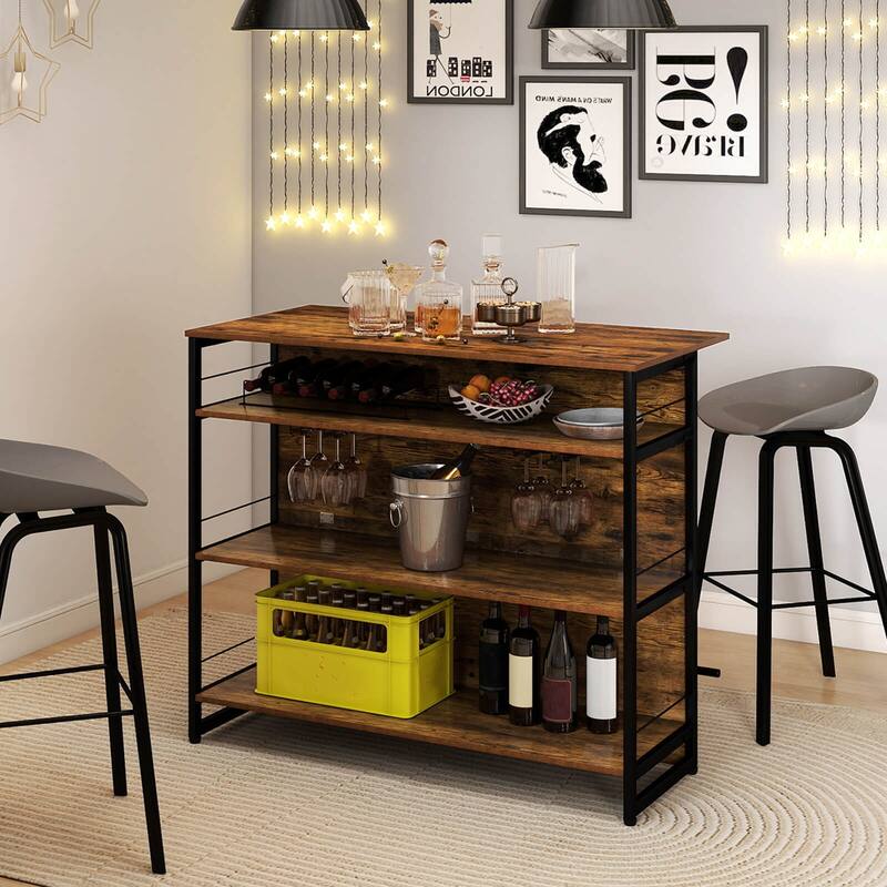 Costway Kitchen Island, 4-Tier Mini Bar Table Height Pub Table with - See Details