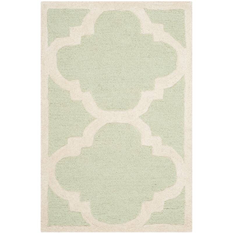 SAFAVIEH Handmade Cambridge Gullveig Modern Moroccan Wool Rug - 2' x 3' - Light Green/Ivory