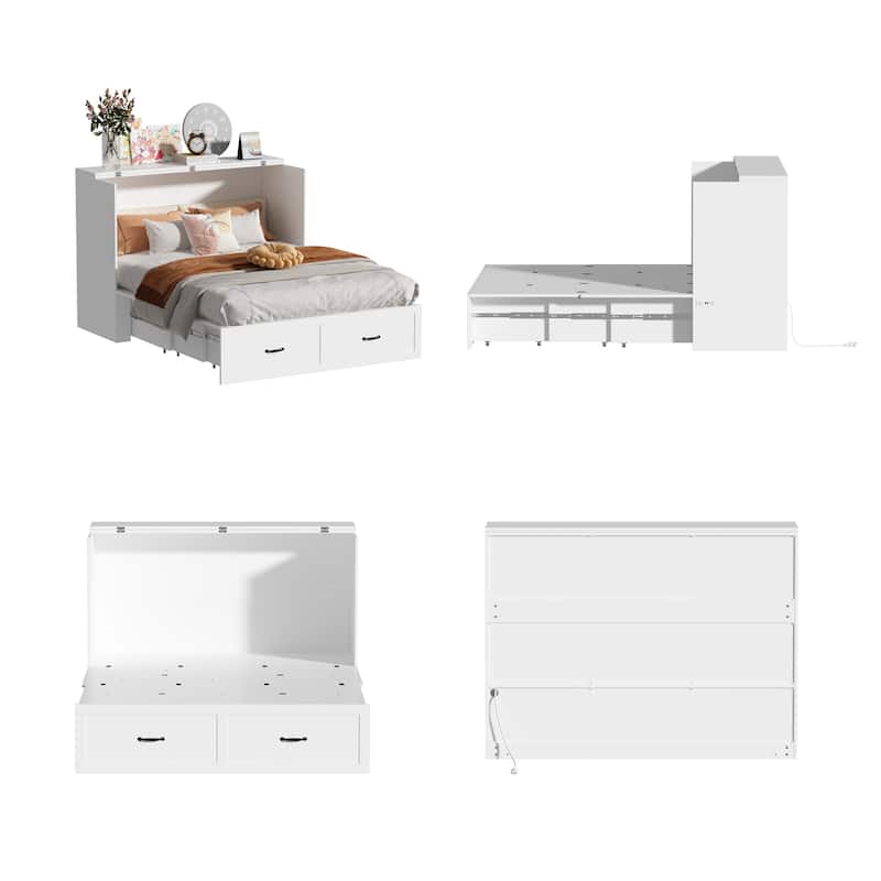 Full Size Bed Cabinet Dresser Bed w/ Drawer Convert into Cube Cabinet