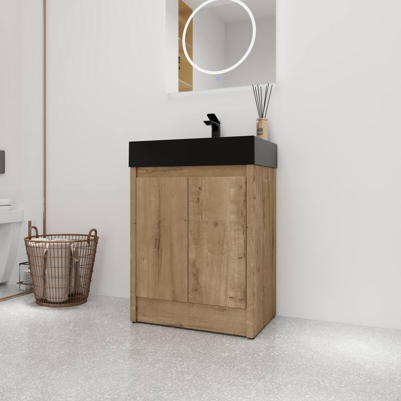 Bathroom Vanity With Sink In 24/30 Inch, Freestanding Bathroom Vanity With Soft Close Door And Adjustable Shelves