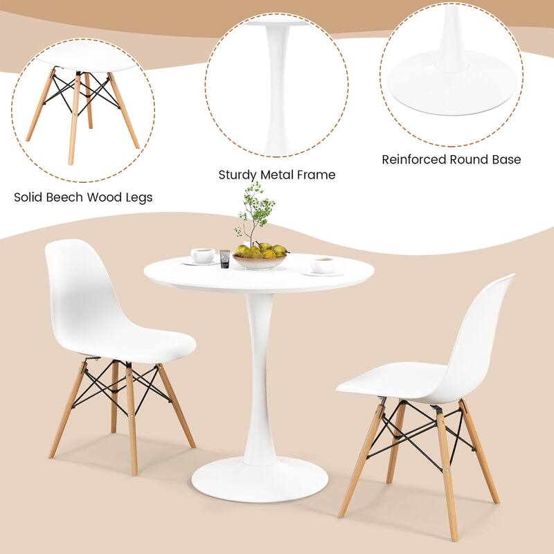 Gymax 5 PCS Dining Set Modern Round Dining Table 4 Chairs for Small