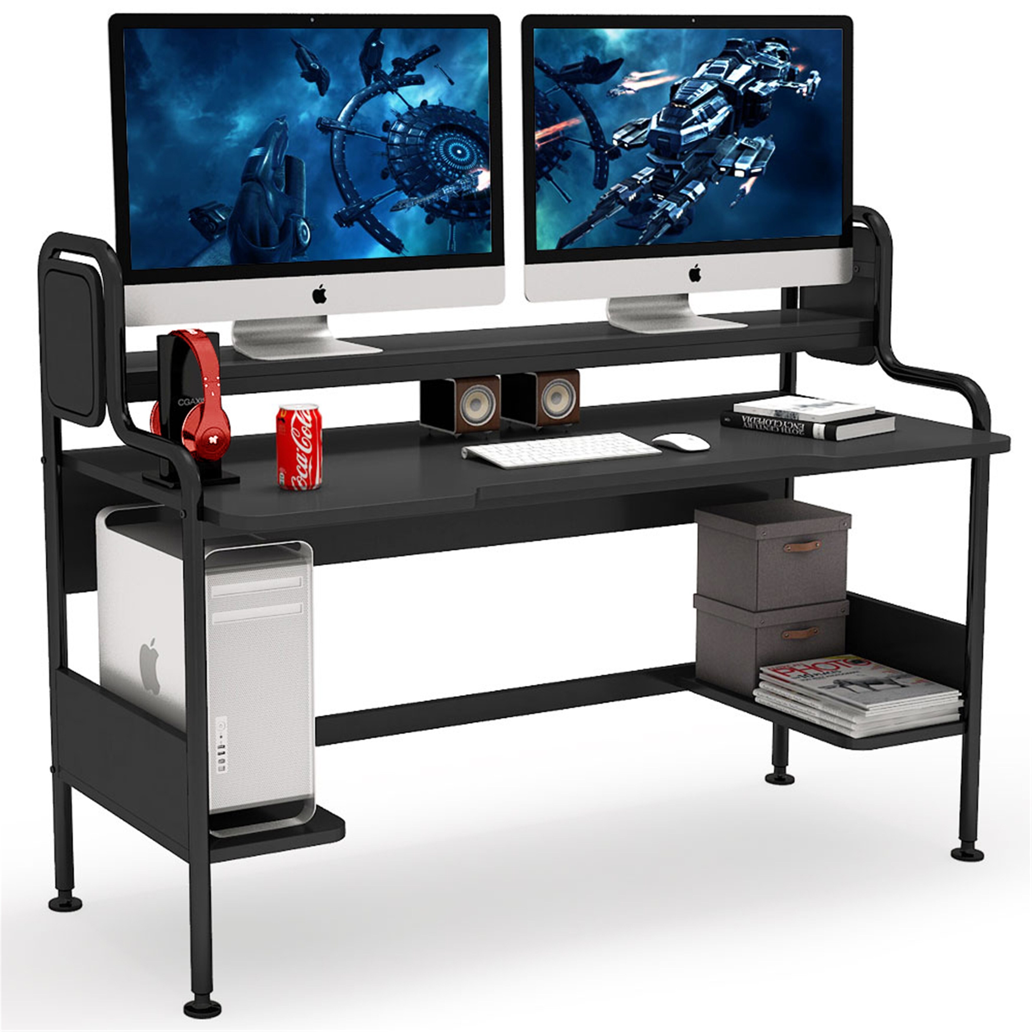 Details about   Gaming Desk 55 inch PC Computer Desk Home Office Desk Table Gamer Workstation 