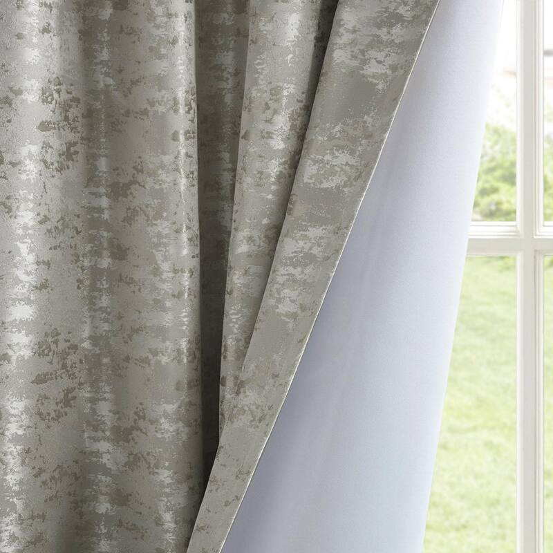 Jacquard Lined Total Blackout Rod Pocket/Back Tab Curtain Panel