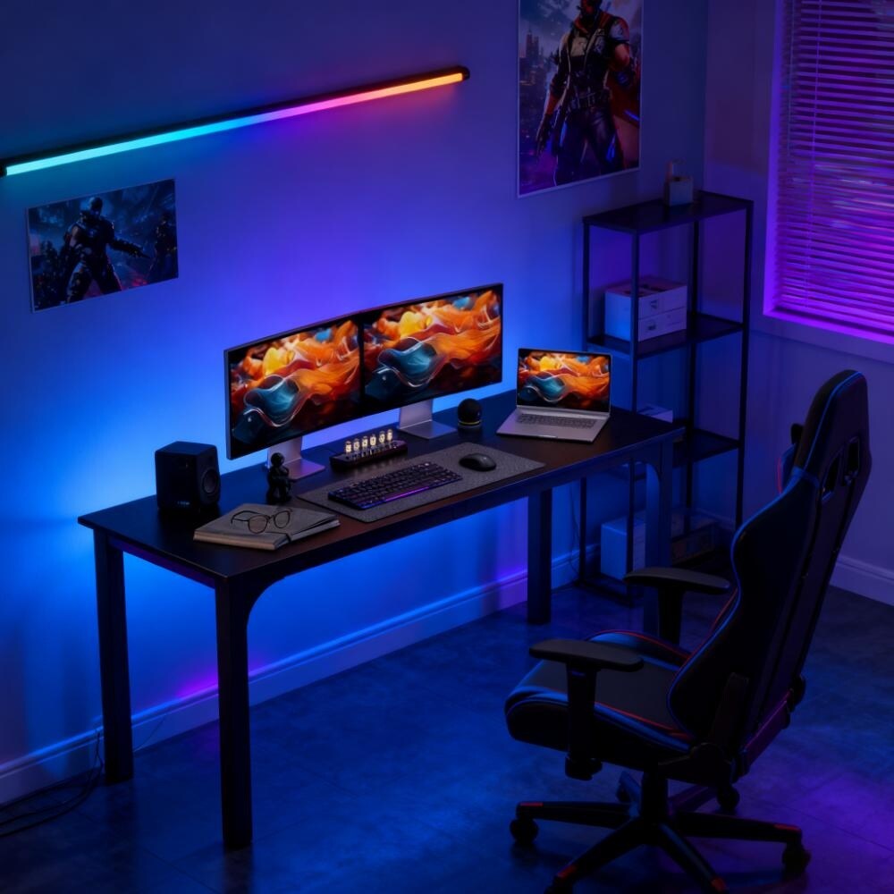 Home Office Desk Writing Desk, Computer Desk with Metal Legs, Workstation Gaming Desk with Adjustable Foot Pads