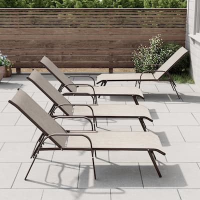4PCS Outdoor Chaise Lounges Chair Aluminum with Adjustable Backrest