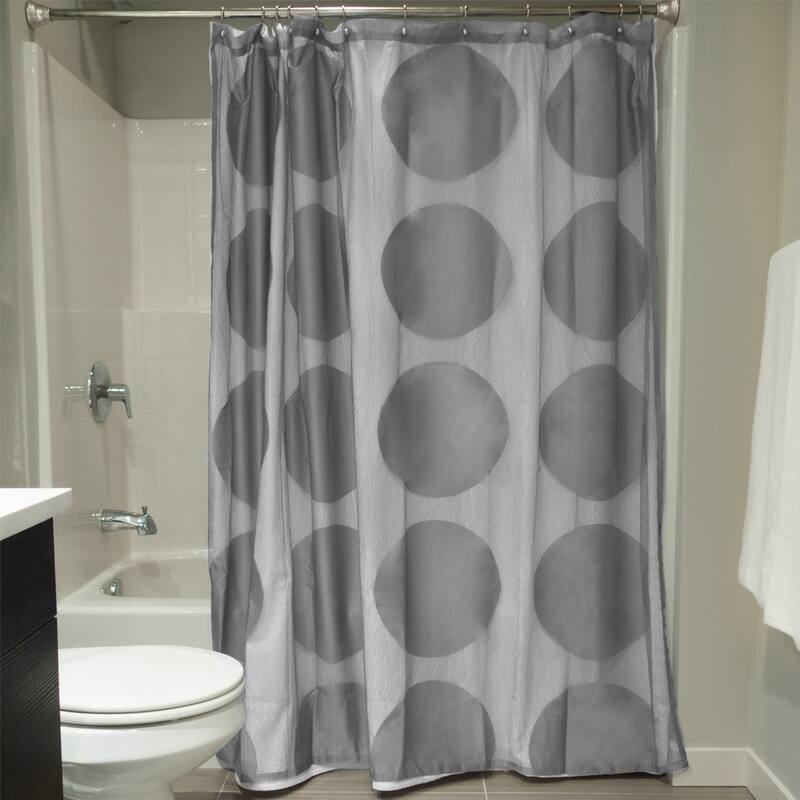 Grey Circle Lace Shower Curtain