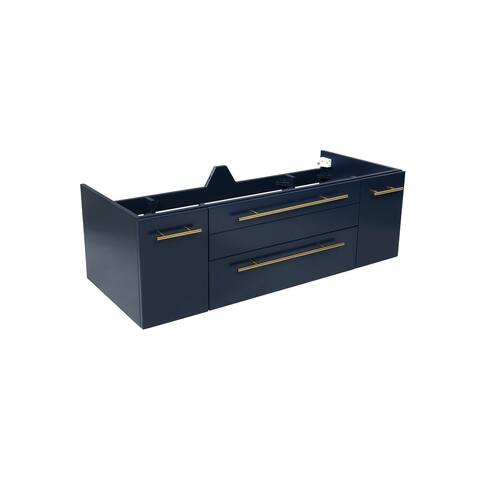 Fresca Lucera 48" Royal Blue Wall Hung Double Undermount Sink Modern Bathroom Cabinet