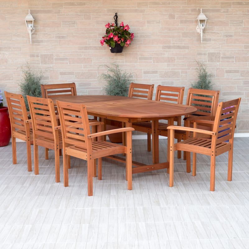 Amazonia Amelia 100% FSC Certified Wood 9-piece Outdoor Patio Dining Set - Arm Chairs