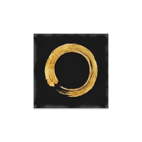 Gold Zen Circle On Black I Print On Acrylic Glass by Ellie Roberts