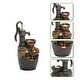 preview thumbnail 8 of 9, Farmhouse Pump and Pots Resin Outdoor Fountain with LED Lights