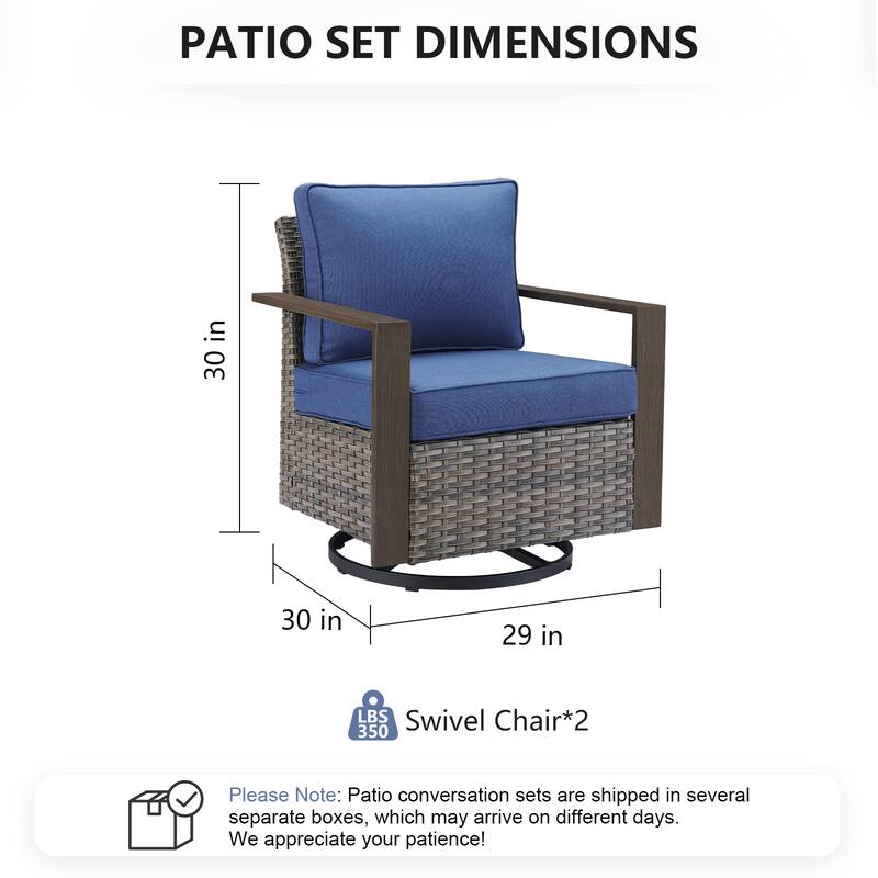 Pocassy 4 Pieces Outoor Swivel Chairs Glider Chair Set
