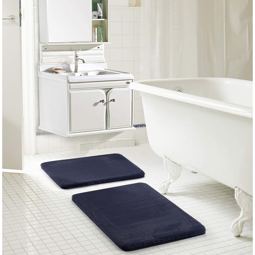 Dearfoams 2 Piece Faux Fur Memory Foam Bath Rug Set