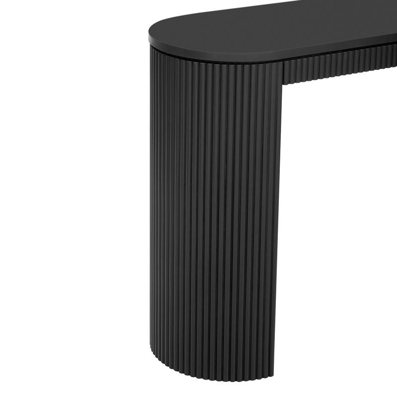 Black Decorative Table End Table with Vertical Stripe Legs, Stylish Console Table Side Table Sofa Side Table