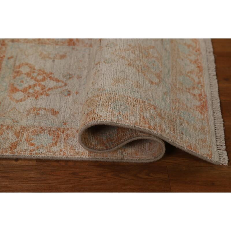 Geometric Oushak Turkish Traditional Oriental Wool Rug Hand-knotted - 1'11" x 3'10"