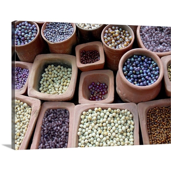 "Beads for sale at a market" Canvas Wall Art