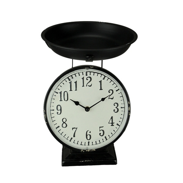 Black Metal Vintage Farmhouse Weight Scale Table Clock - 13.25 X 10 X 10 inches
