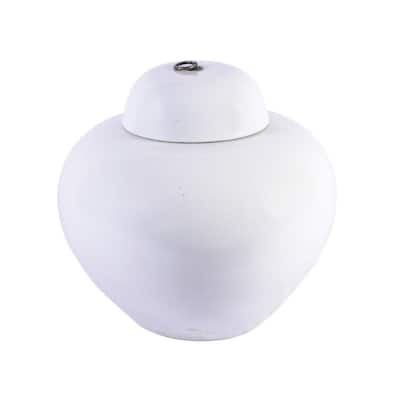 Busan White Lidded Jar Bronze Ring Short