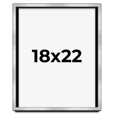 18x22 Shadow Box Frame Silver | 1.375 Inches Deep Real Wood