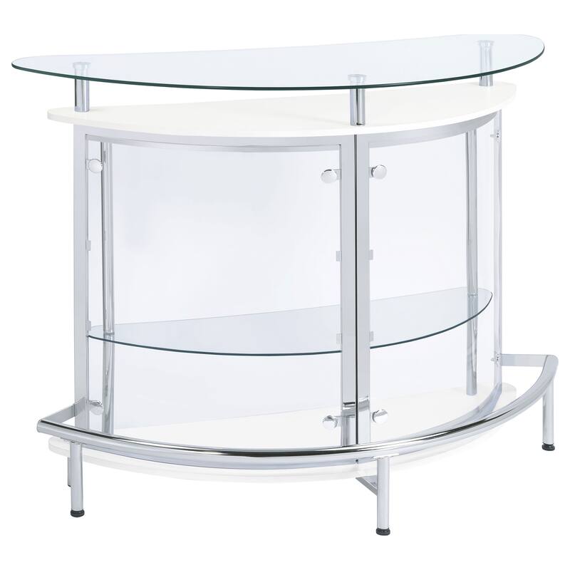 Amarillo Freestanding Glass Top Home Bar Wine Cabinet - White