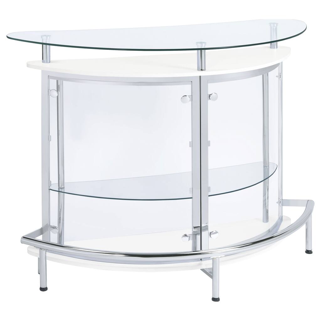 Coaster Furniture Amarillo White and Chrome 2-tier Bar Unit