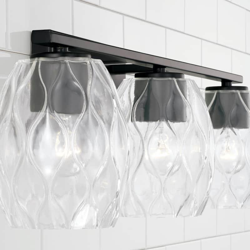 Lucas 3-light Bath/ Vanity Fixture w/ Wavy Embossed Glass