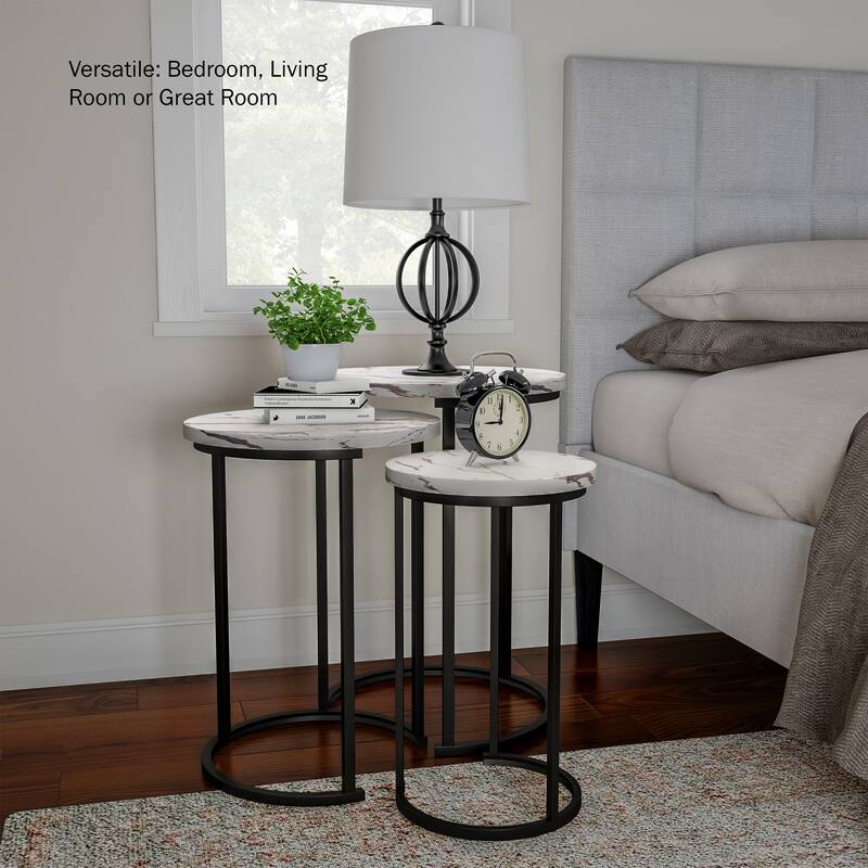 Lavish Home Round Living Room End Tables Nesting Tables, Set of 3